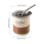 300ml Stainless Steel Insulated  Mug With Lid, Multifunction Coffee Cup With Straws, Portable Heat Resistant Coffee Cup For Outdoor Camping