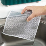 Steel Wire Dishwashing Cloth, Rust Removal Scouring Pad, Double Side Steel Wire Washing Brush, Multipurpose Steel Wool Rag, Reusable Steel Wool Dishcloth, Silver Wire Wipes Dish Towel, Non Scratch Wire Dishcloth