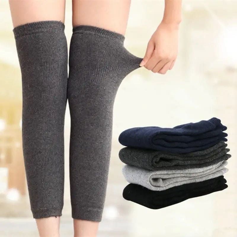 Thigh Warm Footless Socks, Unisex Fleece Knee Warmers Legging, Winter Knit Warm Long Leg Warmer, Warm Boot Cuffs Long Sock, Thin Outdoor Knee Compression Sleeve