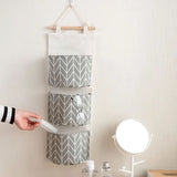 3 Pocket Hanging Storage Bag, Wall Pocket Hanging Holder, Multipurpose Sundry Storage Pocket, Linen Bathroom Toiletry Home Decor Hanging Bag, Creative Cotton And Linen Waterproof Storage Hanging Bag, Wardrobe Door Hanging Storage Bag
