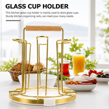 Wooden Handle Cup Holder Stand, Nordic Style Coffee Mug Holder, Kitchen Mug Display Holder, Modern Kitchen Glass Cup Rack
