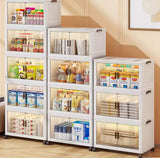 Multi Layer Foldable Storage Cabinet, Bedroom Closet Organizer With Doors, Portable Wardrobe Cabinet, Clothes Storage Organizer, No Installation Storage Cabinet, Plastic Folding Storage Cabinet
