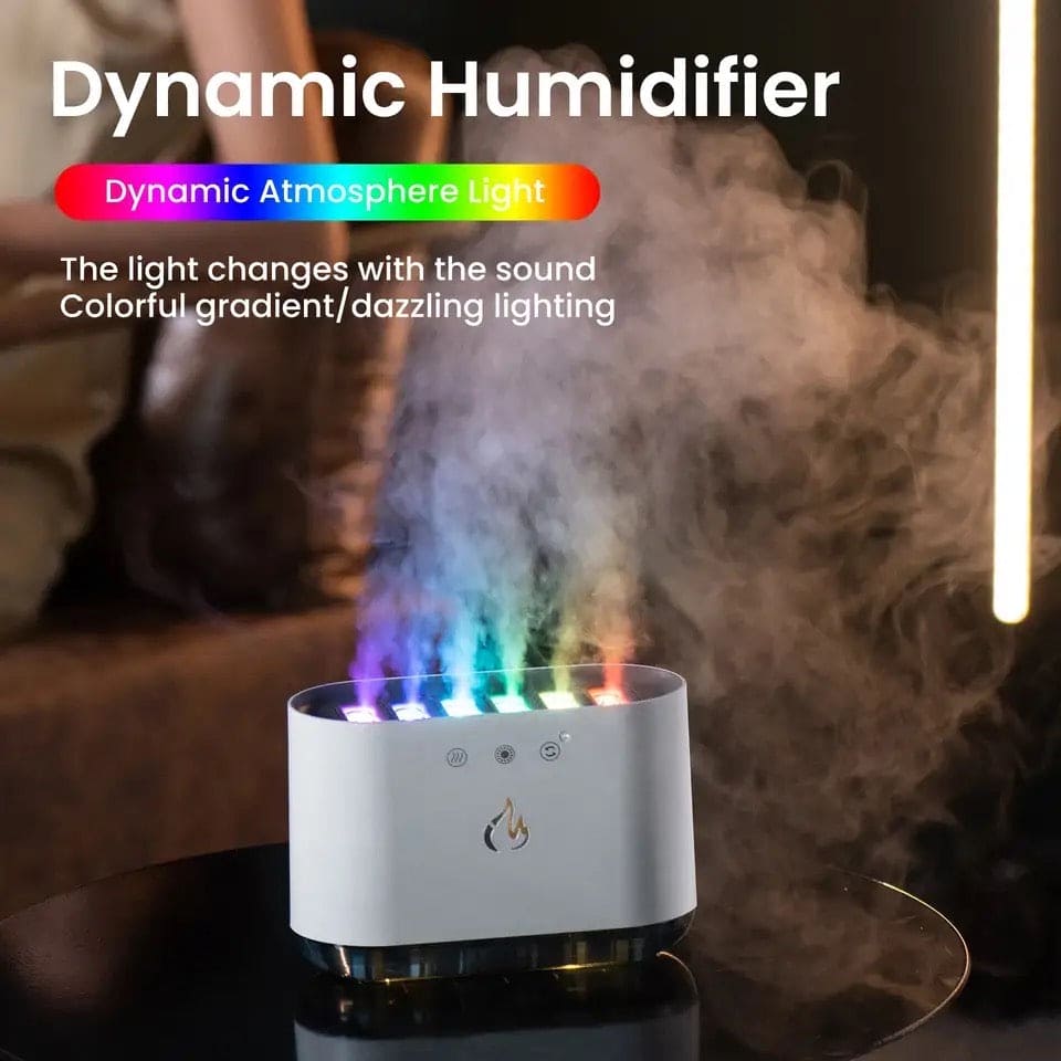 6 Nozzle Water Fogger, Dynamic Music Flame Air Humidifier, Home 900ML RGB Led Light  Diffuser, Ultrasonic Cool Mist Maker Lamp Diffuser, 7 Color Aromatherapy Oil Diffuser