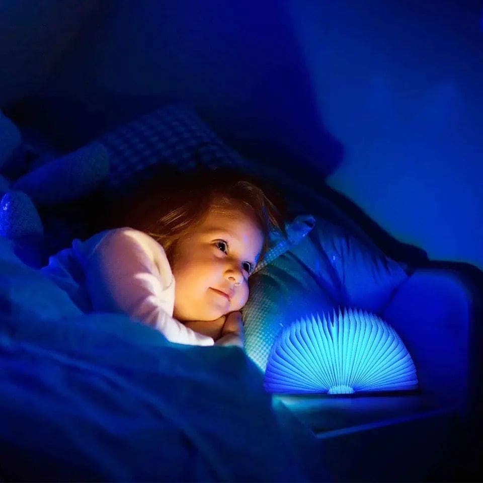 LED Wooden Book Lamp, 3D Folding Wooden Book Lamp, Multicolor Colors Folding Night Light, USB Recharge Wooden Book Light Decor, Book Light for Bedroom