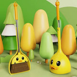 Yellow Duck Broom And Dustpan Set, Cartoon Toddler Broom Set, Plastic Standing for Little Housekeeping Helper, Cute Mini Broom with Dustpan, Kids Mini Sweeping Broom Set, Kids Play House Cleaning Toy, Multifunctional Broom And Shovel