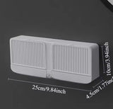 Wall Mounted Double Grid Soap  Holder With Drain Tray, Multifunctional Punch Free Vertical Soap Box, Self Adhesive Waterproof Soap Organizer