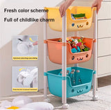 3 Layer Bookshelf Kids Trolley, Moveable Trolley For Toys, Kids Bathroom Accessories Trolley Organizer