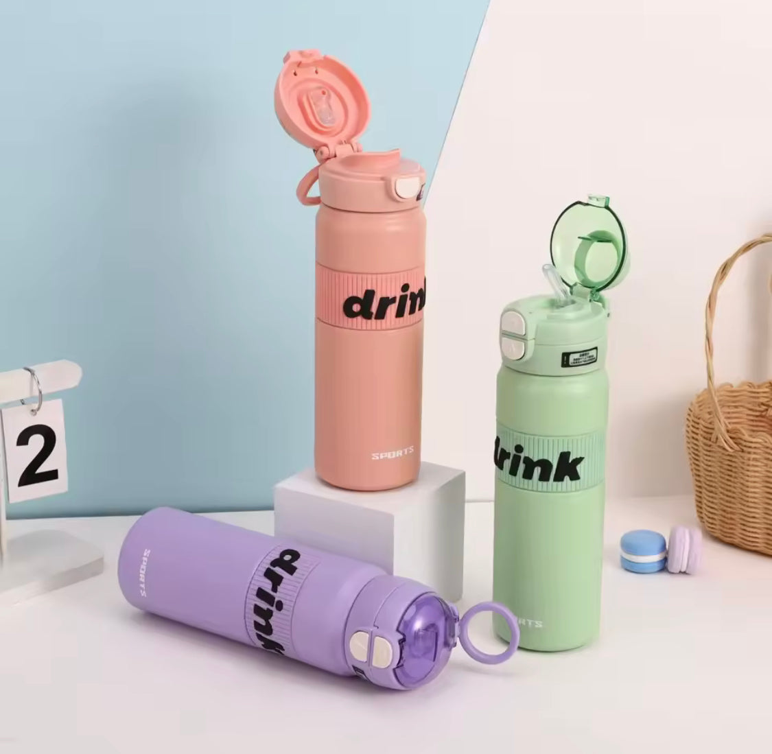 Portable Sports Water Bottle With Flip Lid, Large Capacity Handheld Student Insulated Mug, Stainless Steel Insulated Water Mug