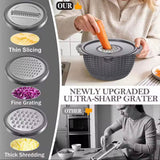 4 In 1 Colander With Lid Set, Rotatable Strainer With Bowl, Multipurpose Mixing And Strainer Set, Multipurpose Grater Colander Basket