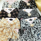 Bow Hair Clip, Scarf Bow Hair French, Elegant Long Tail Hair Barrettes, Non Slip Hair Decorations For Women Girls, Fresh Floral Hairpin, Bowknot Hair Duckbill Clip Accessories