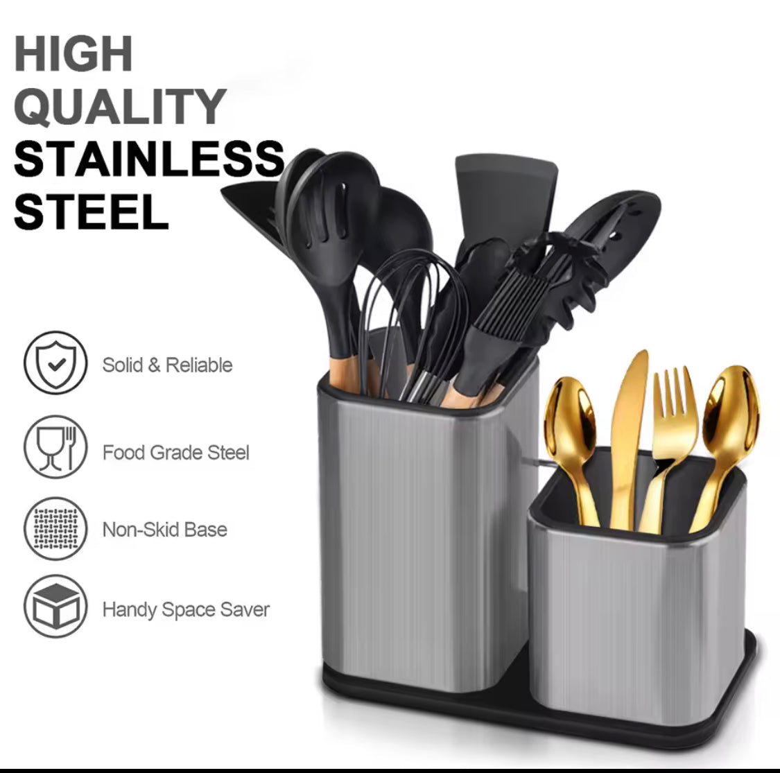 Stainless Steel Cutlery Bucket, Stainless Steel Knife Holder, Stainless Steel Cutlery Organizer