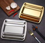 Steak Barbecue Snack Tray, Stainless Steel Rectangular Plate, Kitchen Serving Tray