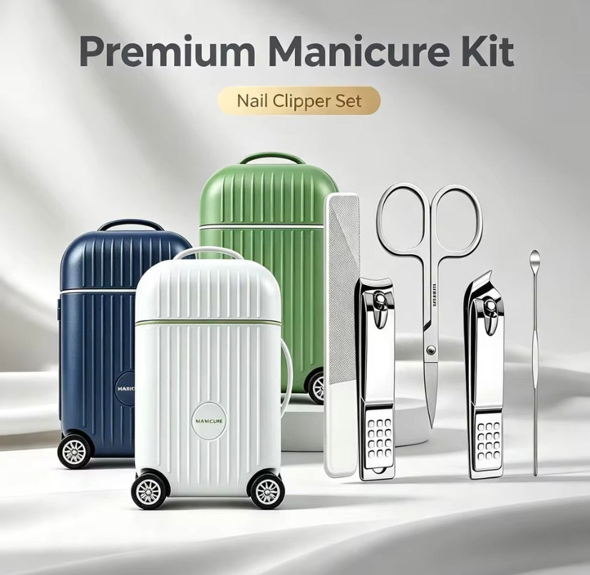 Mini Suitcase Style Nail Clippers Set, Stainless Steel Nail Care Tool, Mini Travel Manicure Pedicure Kit, Portable Beauty Care Accessories
