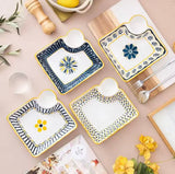 Ceramic Plate With Sauce Compartment, Dumpling Plate With Vinegar Dish, Japanese Style Serving Dish