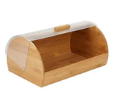 Bamboo Pastry Storage Box With Transparent Cover, Countertop Cookies Muffins Box, Bread Storage Organizer, Bamboos Bread Organizers Box With Clear Lid