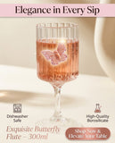 Elegance in Every Sip – Pink Butterfly Flute Glass