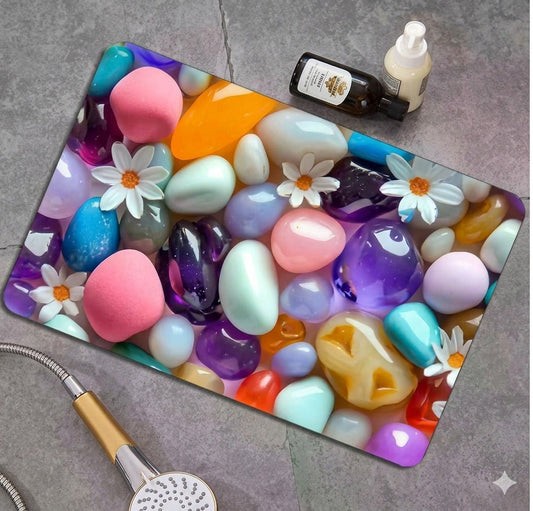 2PC Anti‑Slip Flower Design Bathroom Mat – Fast‑Drying, Water‑Absorbent Floor Mat