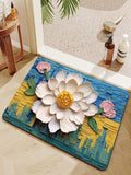 2PC Anti‑Slip Flower Design Bathroom Mat – Fast‑Drying, Water‑Absorbent Floor Mat