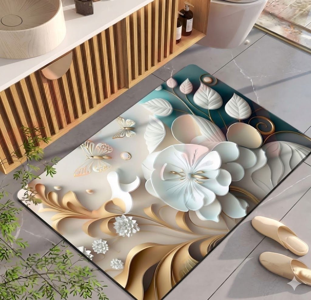 2PC Anti‑Slip Flower Design Bathroom Mat – Fast‑Drying, Water‑Absorbent Floor Mat