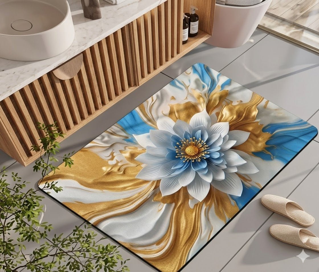 2PC Anti‑Slip Flower Design Bathroom Mat – Fast‑Drying, Water‑Absorbent Floor Mat