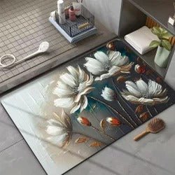 2PC Anti‑Slip Flower Design Bathroom Mat – Fast‑Drying, Water‑Absorbent Floor Mat