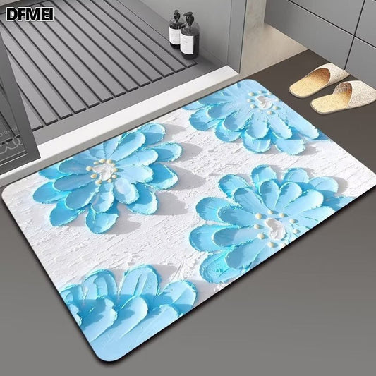 2PC Anti‑Slip Flower Design Bathroom Mat – Fast‑Drying, Water‑Absorbent Floor Mat