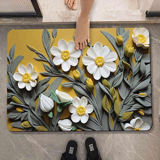 2PC Anti‑Slip Flower Design Bathroom Mat – Fast‑Drying, Water‑Absorbent Floor Mat