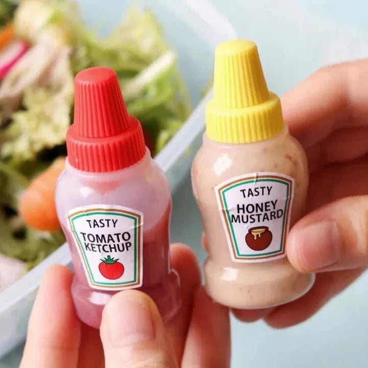 2Pcs Squeeze Sauce Bottles for Bento Lunch Box – Refillable Ketchup & Honey Dispenser