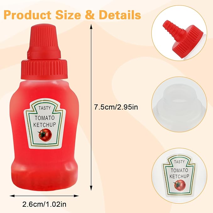 2Pcs Squeeze Sauce Bottles for Bento Lunch Box – Refillable Ketchup & Honey Dispenser