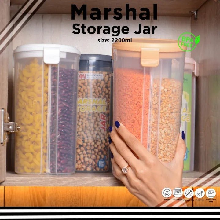 3-in-1 Airtight Storage Jar with 3 Portion Compartments – Multi-Purpose Kitchen Container
