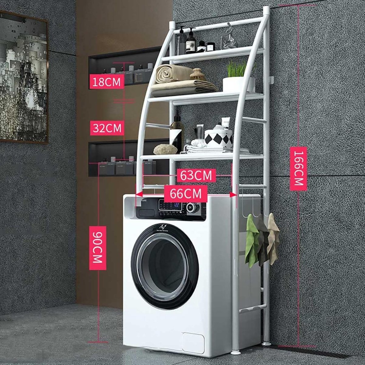 3-Layer Over The Washing Machine Storage Rack – Space-Saving Laundry Organizer