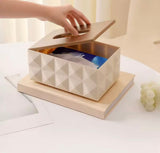 Luxury Geometric Tissue Box Holder, Portable Thickened Napkins Holder, Desktop Napkins Organizer