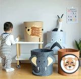 Cute Animal Character Baby Toy Storage Bucket, Dirty Clothes Hamper, Kids Cabinet Wardrobe Storage Organizer, Non Woven Laundry Basket