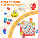 Kids Magnetic Fishing Catching Toy Game, Rotating Fish Catching Toy, Musical Educational Fishing Board Game, Kids Fishing Competition Play Set, Fishing Adventure Game Table for Kids, Educational Magnetic Fish Catching Game