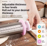 Adjustable Rolling Dough Roller, Removable Ring Dough Mat, Detachable Stainless Steel Rings Dough Roller, Kitchen Roti Belan