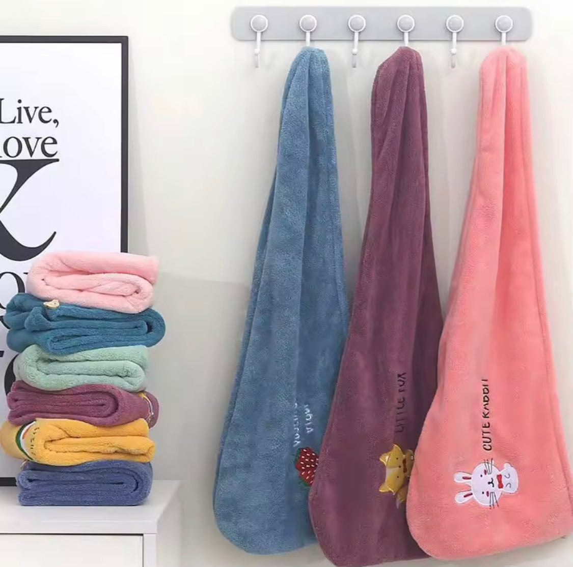 Microfiber Shower Cap Towel, Quick Dry Hair Cap, Bath Hats for Women, Super Absorbent Soft Cap Towel