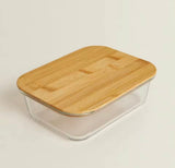 Set of 3 High Borosilicate Glass Bamboo Lunch Box, Heat Resistant Food Storage Containers With Lid, Food Storage Containers