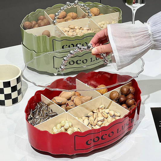 6 Grids Snacks Serving Tray, Tabletop Snack Storage Container, Multifunctional Food Container, Candy And Nut Serving Container, Appetizer Tray With Lid