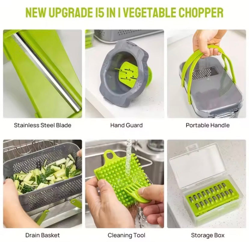 22 In 1 Fruit Vegetable Slicer With Storage Container, Multifunctional Vegetable Cutter, Manual Hand Food Chopper, Kitchen Gadgets