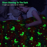 Glow In The Dark Blanket, Luminous Glowing Blanket For Kids, Super Soft Cozy Warm Rainbow Blanket, Unicorns Flannel Throw Blanket, Sleepiwsh Unicorn Kids Glow Throw, Rainbow Blanket Birthday for Toddler Kids, Cozy Soft Fluffy Fleece Nap Sleep Blankets