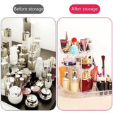 All In One Makeup Organizer, 360 Degree Rotation Makeup Organizer, Crystal Makeup Display Stand, Multifunction Detachable Makeup Beauty Organizer, Adjustable Cosmetic Display Case, Rotatable Transparent Beauty Organizer