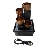 4 Tier Tabletop Decorative Fountain With LED, Electric Water Fountain with Faceted Bowl