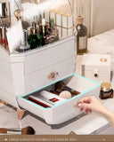 Multi Compartments Cosmetic Organizer, Makeup Organizer Storage Box With Drawers, Multi Layer Vanity Countertop, Jewelry Container Box