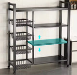 Multilayer Storage Rolling Cart, Moveable Kitchen Storage Rack With Baskets, Multifunctional Kitchen Organizer