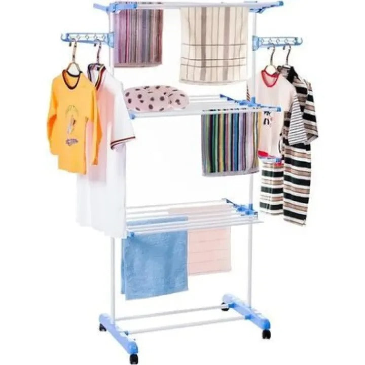 Multi-Functional 3 Layer Foldable Cloth Drying Rack – Heavy Duty Indoor & Outdoor