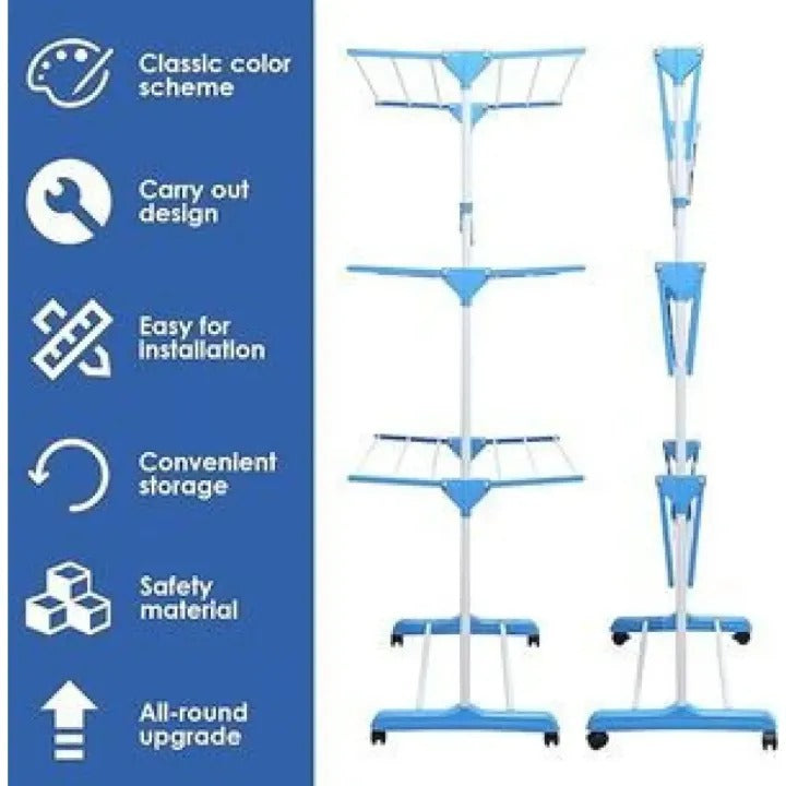 Multi-Functional 3 Layer Foldable Cloth Drying Rack – Heavy Duty Indoor & Outdoor