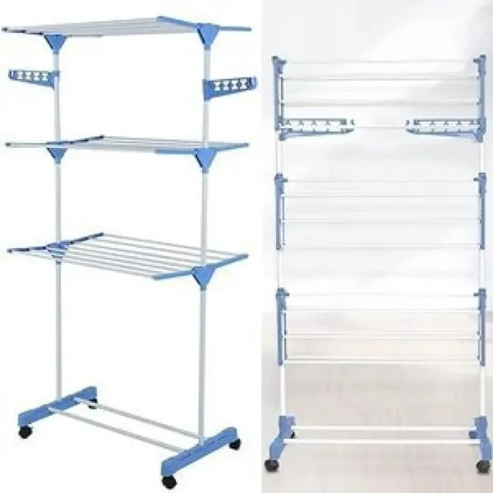 Multi-Functional 3 Layer Foldable Cloth Drying Rack – Heavy Duty Indoor & Outdoor