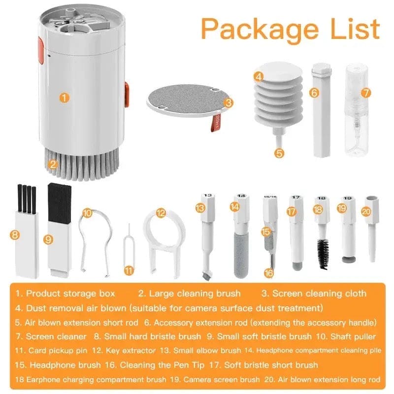 20 In 1 Digital Cleaning Kit, Portable Keyboard Cleaner Kit, Phone Camera Laptop Keyboard Cleaning Tool, Electric Gadget Dust Collector, Multipurpose Device Cleaner