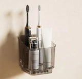 3 Slots Toothbrush Holder With Drain Tray, Removable Divider Wall Mounted Bathroom Organizer, Multifunctional Bathroom Storage Holder, Space Saving Bathroom Accessories