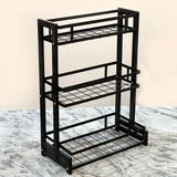 3 Tier Kitchen Organizer Rack, Kitchen Metal Storage Shelf, Corner Shelf Stackable Organizer